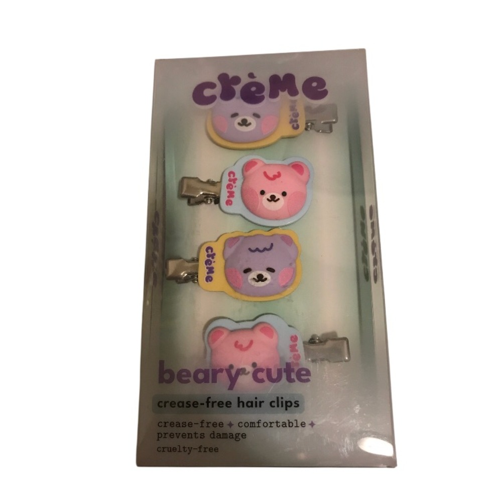 Crème Beary Cute Pink & Purple Bear Crease Free Hair Clips